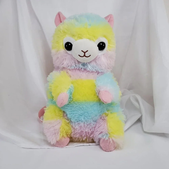 Amuse Alpacasso alpaca Plush Backpack With Adjustable Straps Llama rainbow - Picture 1 of 12